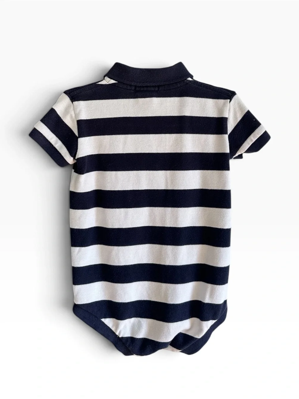 Ralph Lauren Baby Boy 3-6M Navy White Striped Polo Bodysuit Red Pony